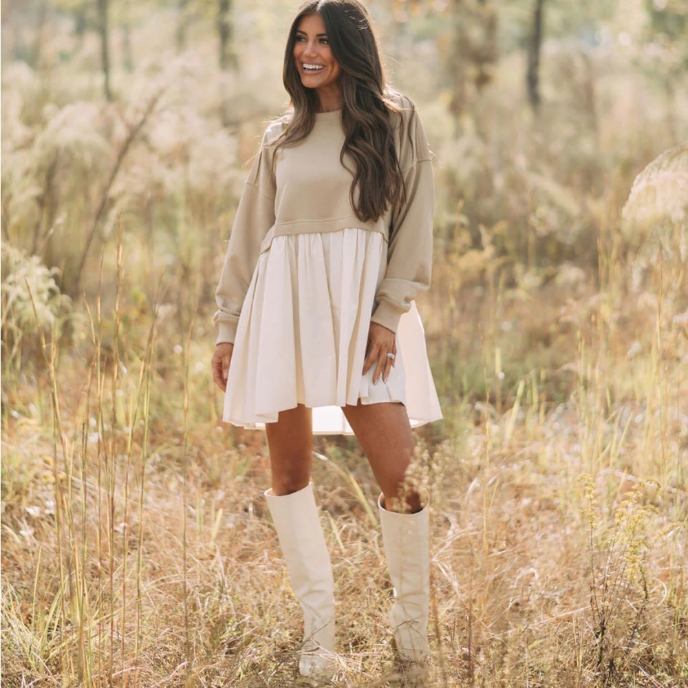 Sweater Top Poplin Dress